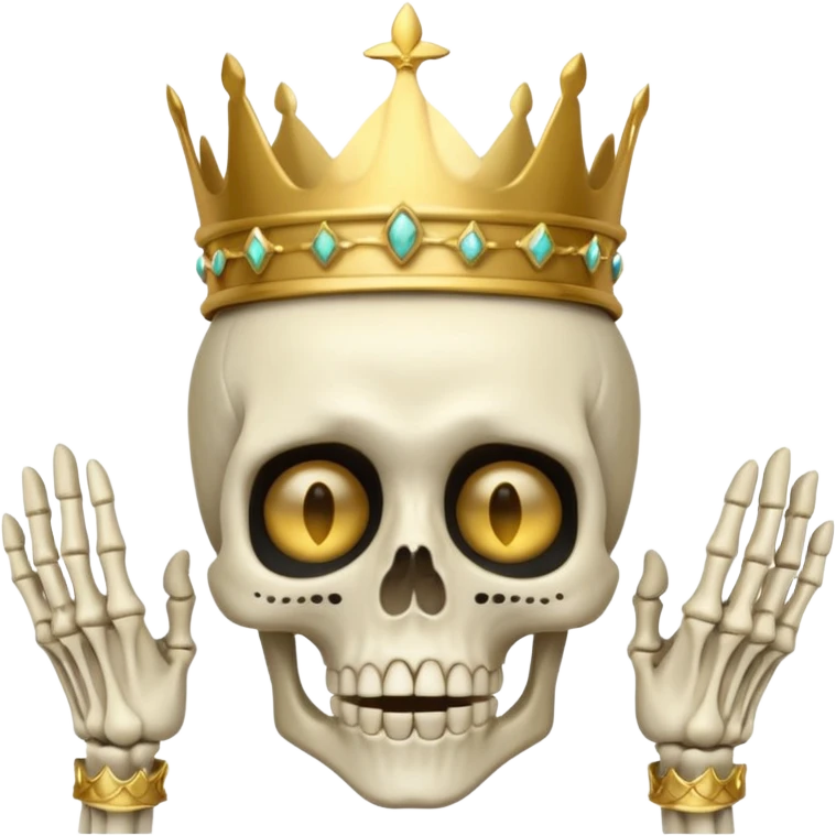 اسکلت تاج دار ترسیده که دستش را روی سرش گذاشته و دهنش بازه emoji