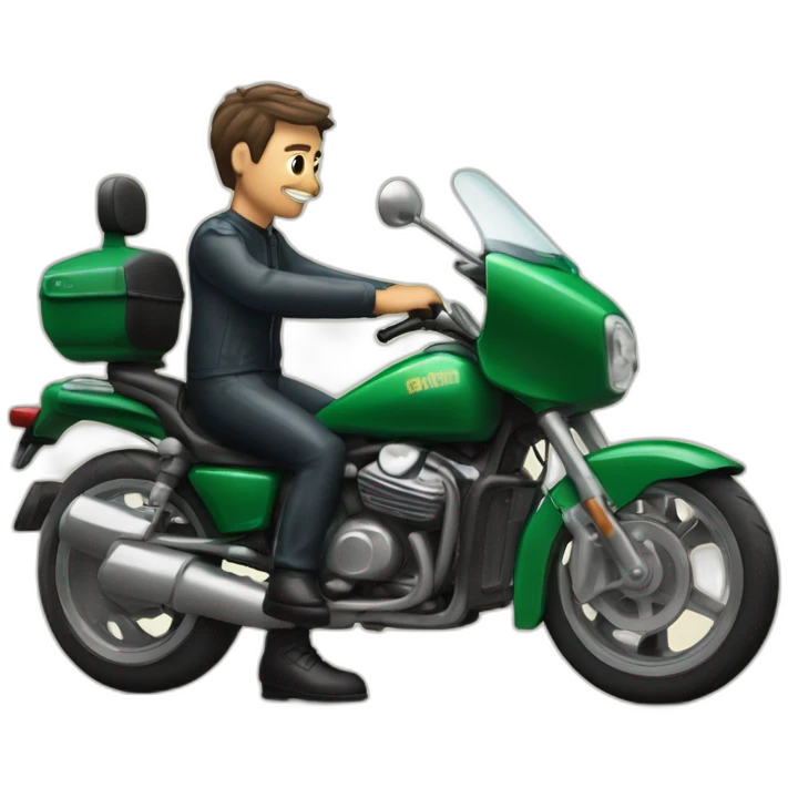 Homme fait un doigt d'honneur sur une moto emoji