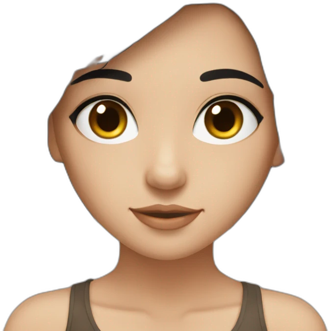 A beautiful brunette girl with brown eyes and soft black hair  emoji