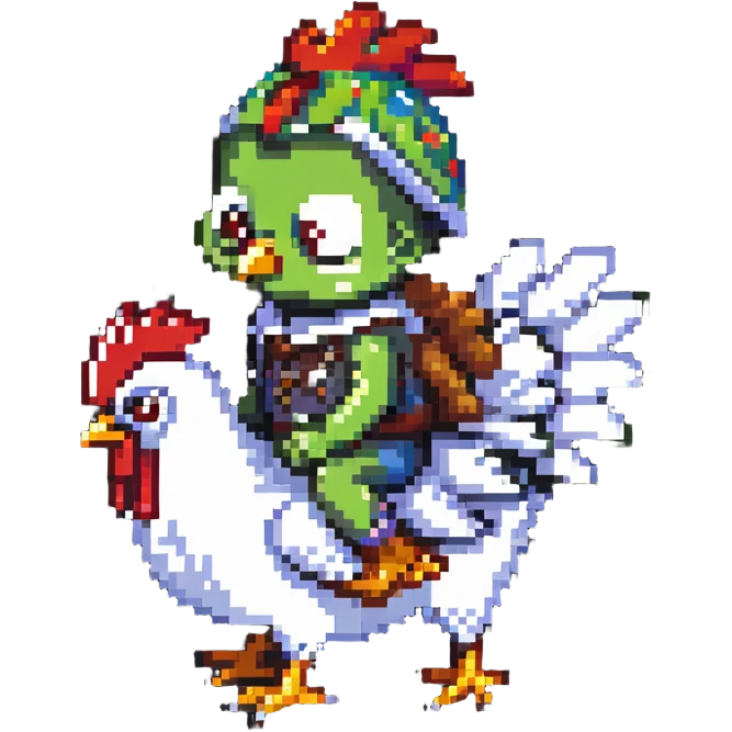 baby zombie riding a chicken, minecraft chicken jockey emoji