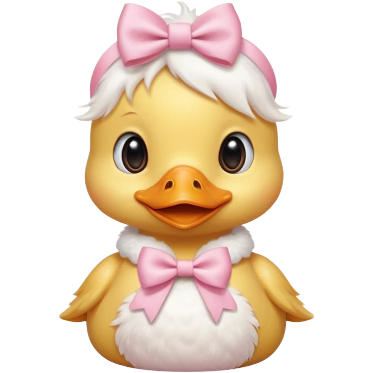 a soft pink duckling wearing a white bow around the neck  emoji