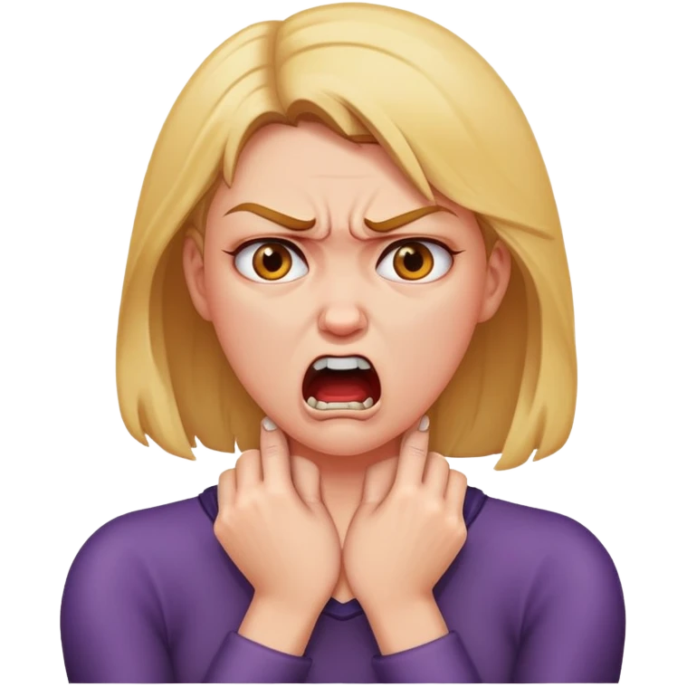 A woman choking herself because she mad emoji