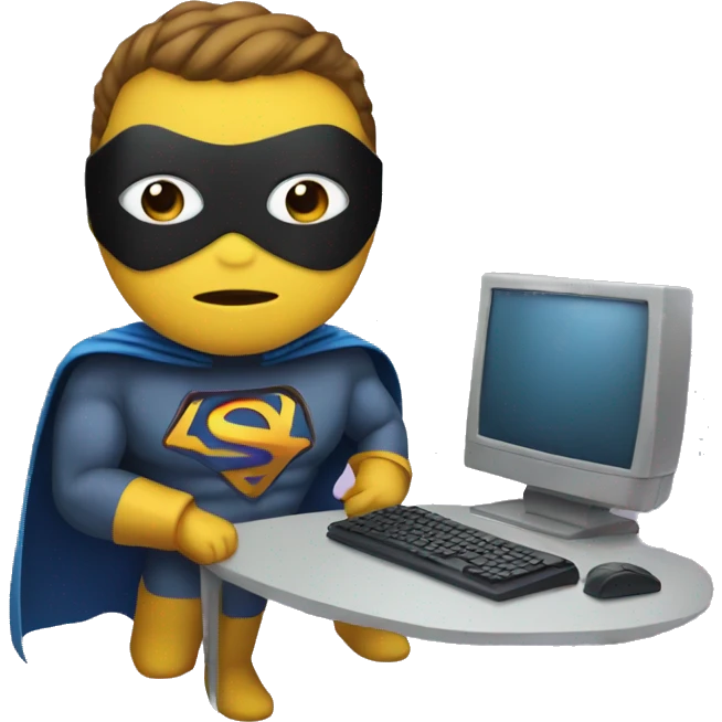 a superhero with a computer instead of a head emoji