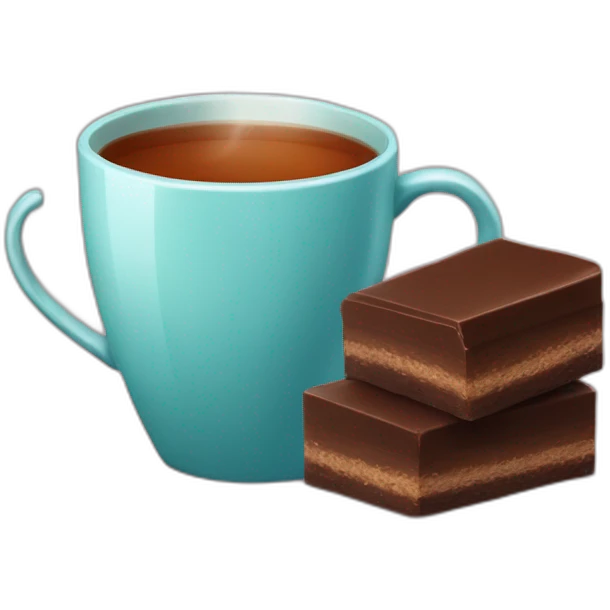 A cup of tea and a bar of chocolate emoji