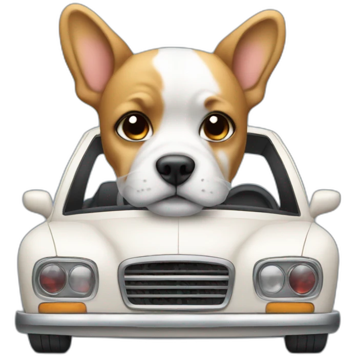 Car with soft dog emoji