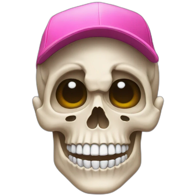 skull with a pink baseball cap emoji