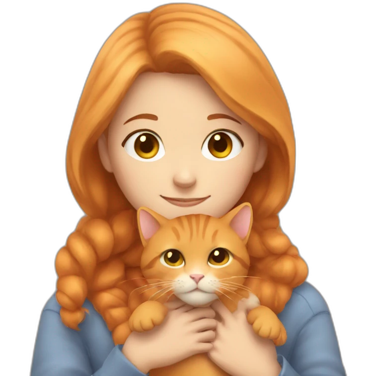 little girl with light brown hair hugging an orange cat really tight emoji