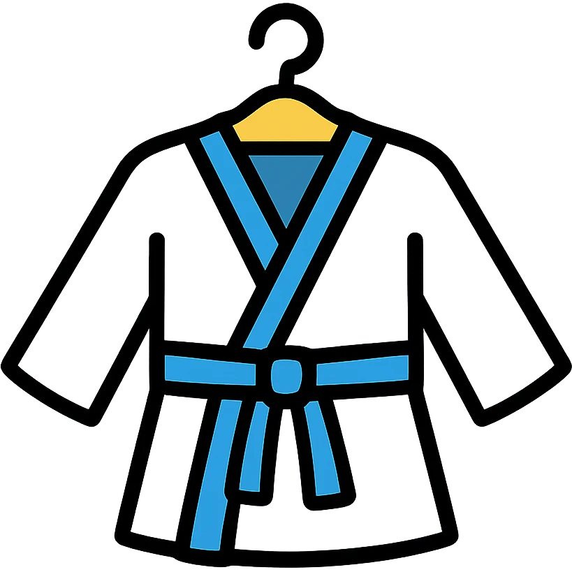 White martial arts uniform on hanger emoji