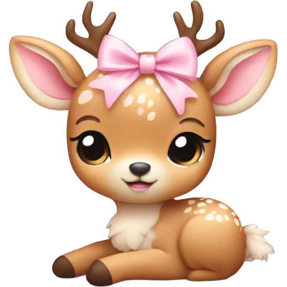 cute deer curled up with light pink bow  emoji