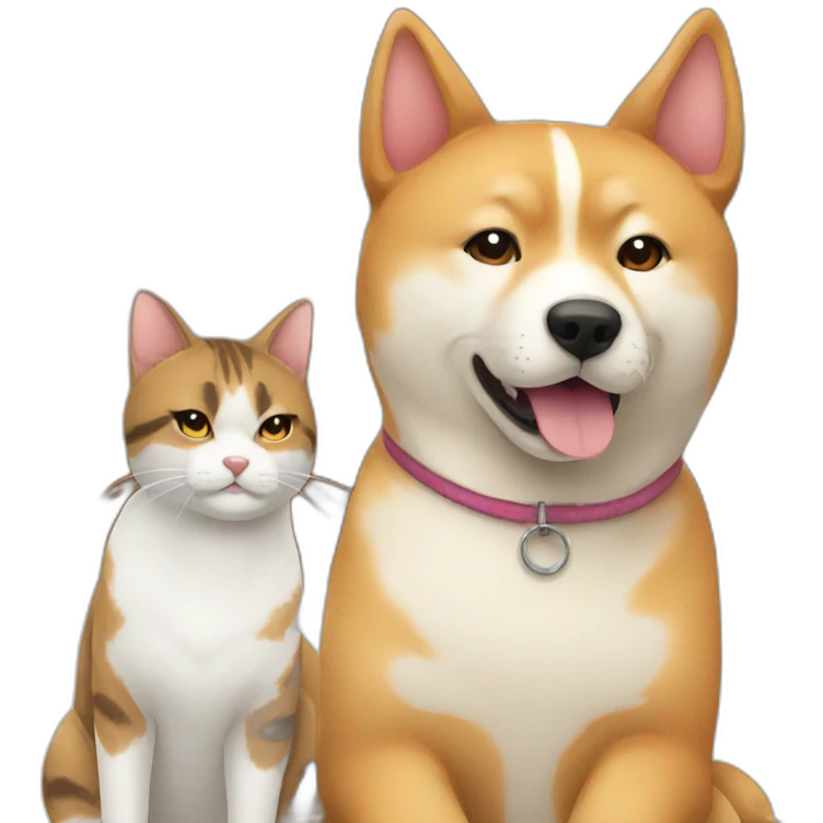 cat friends with dog shiba emoji