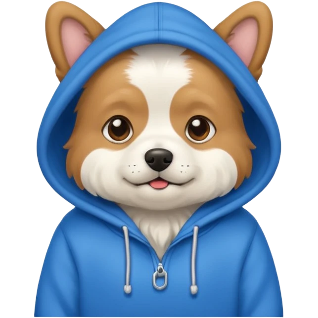 Dog wearing a blue hoody emoji
