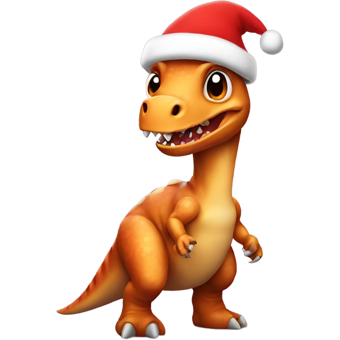 dinosaur with christmas hat emoji