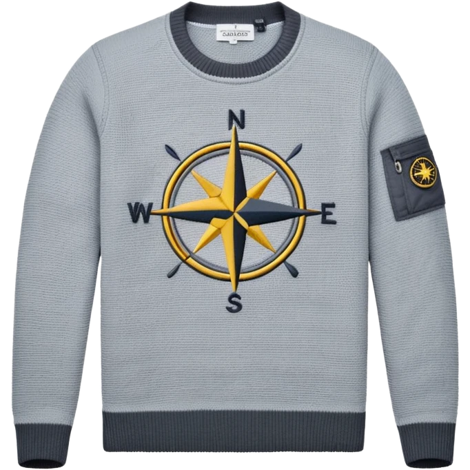 Stone Island sweater with compass logo patch emoji