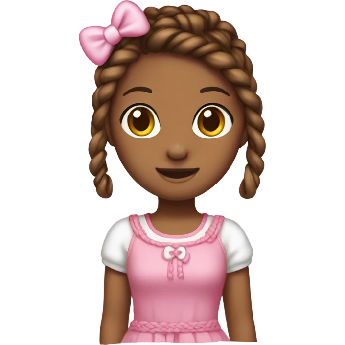 Brown skin hello kitty with braids emoji