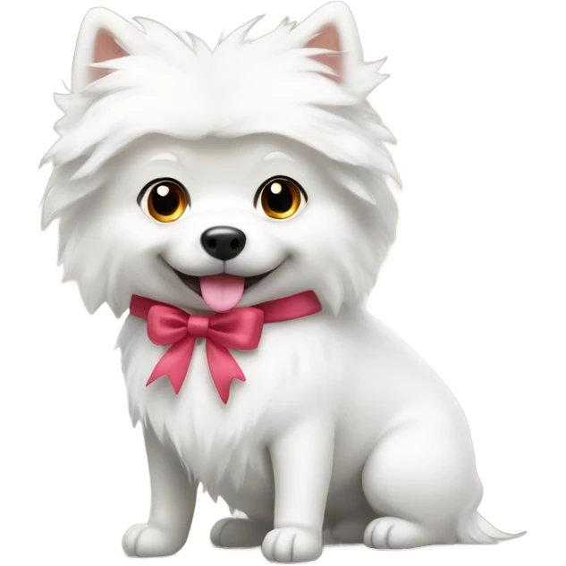 white spitz dog with a bow on his head emoji