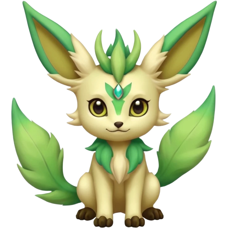 Kawaii cute cool feral Sprigatito-Leafeon (full body) emoji