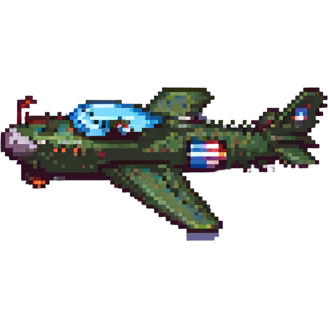 a war plane fused with a crocodile, pixel art style, retro video game look emoji