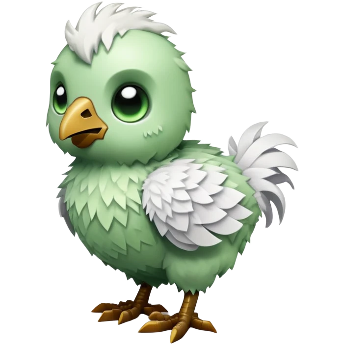 baby zombie on a tiny white chicken in Minecraft style emoji