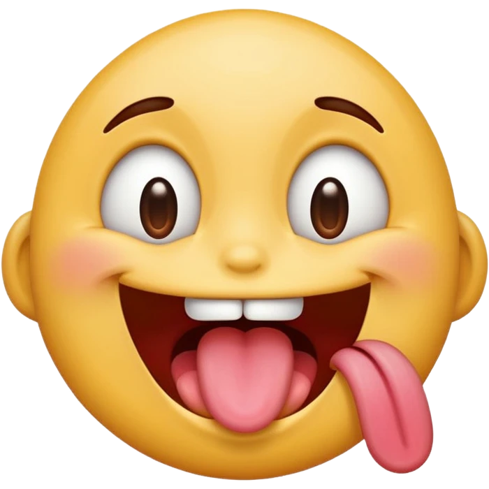 emoji combining drooling, tongue hanging out, and smiling with eyes open, playful and expressive, modern emoji style emoji