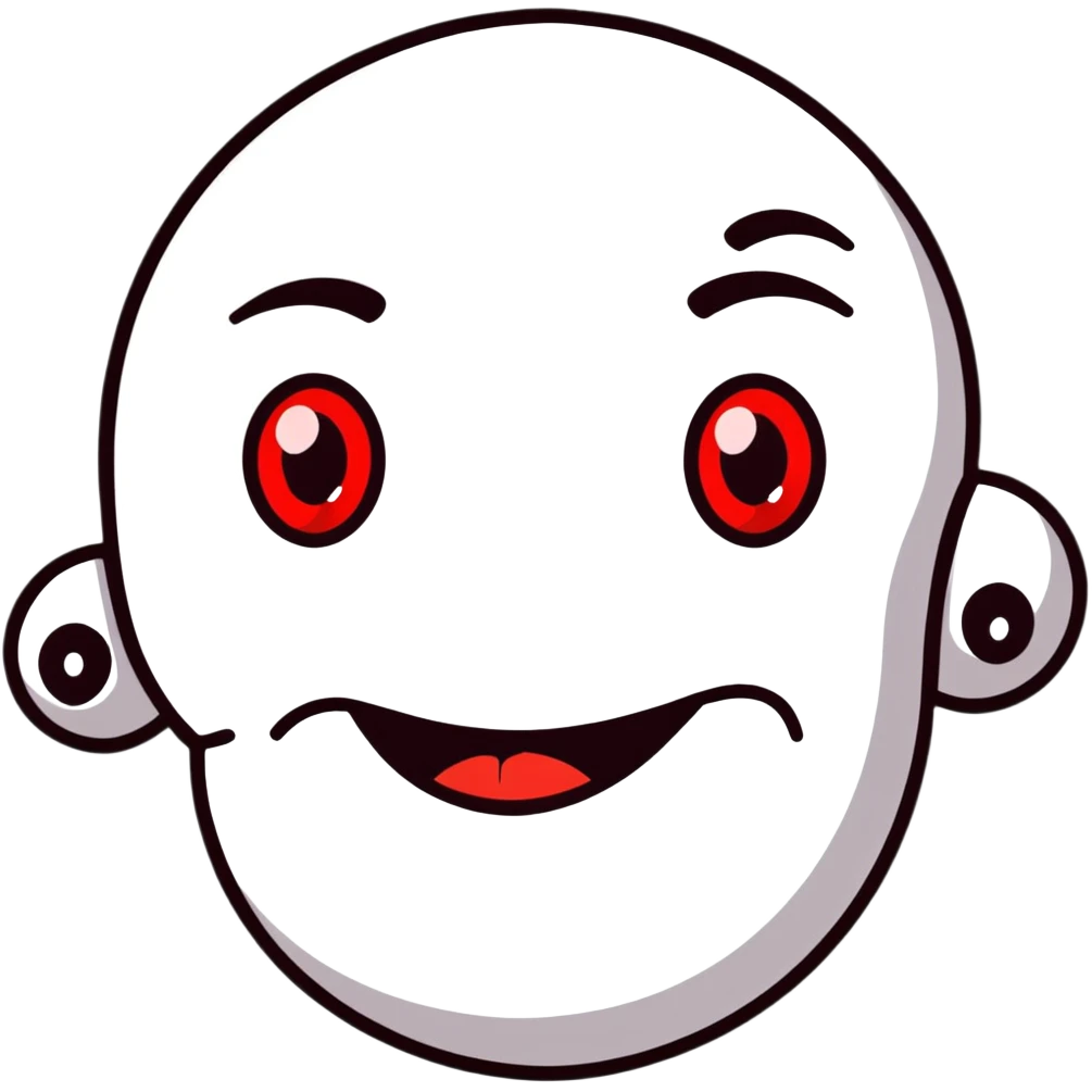 A goofy face with heavy droopy eyelids, red eyes, and a lazy smile - stoned high expression emoji
