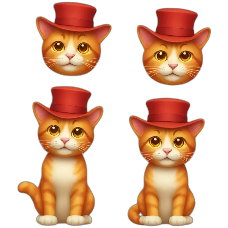 red cat with hat emoji