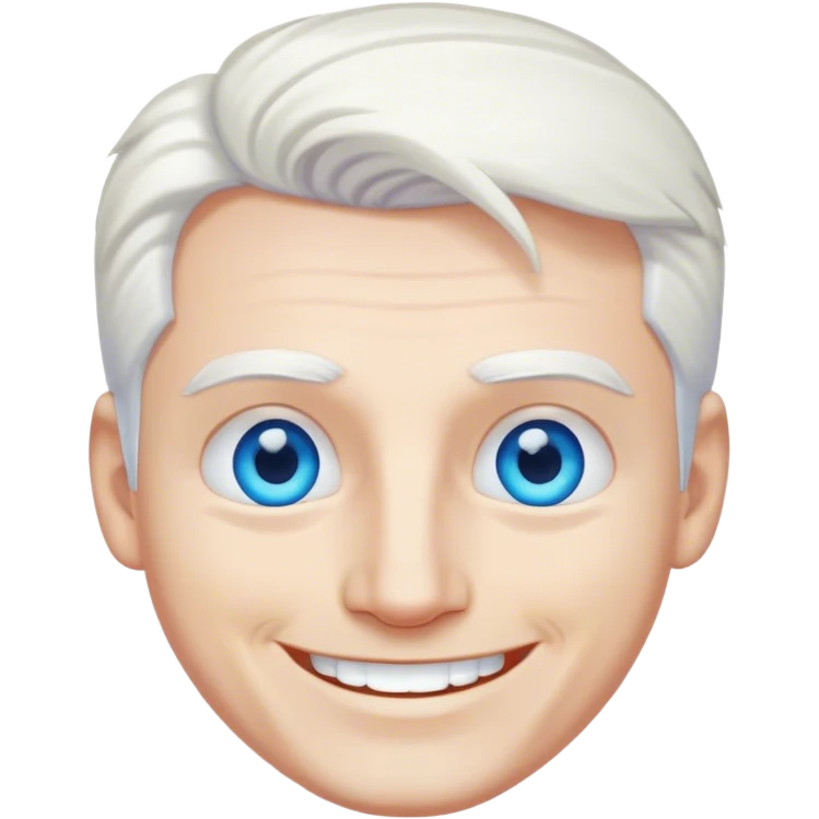 Blue eyes white haired man smiling  emoji