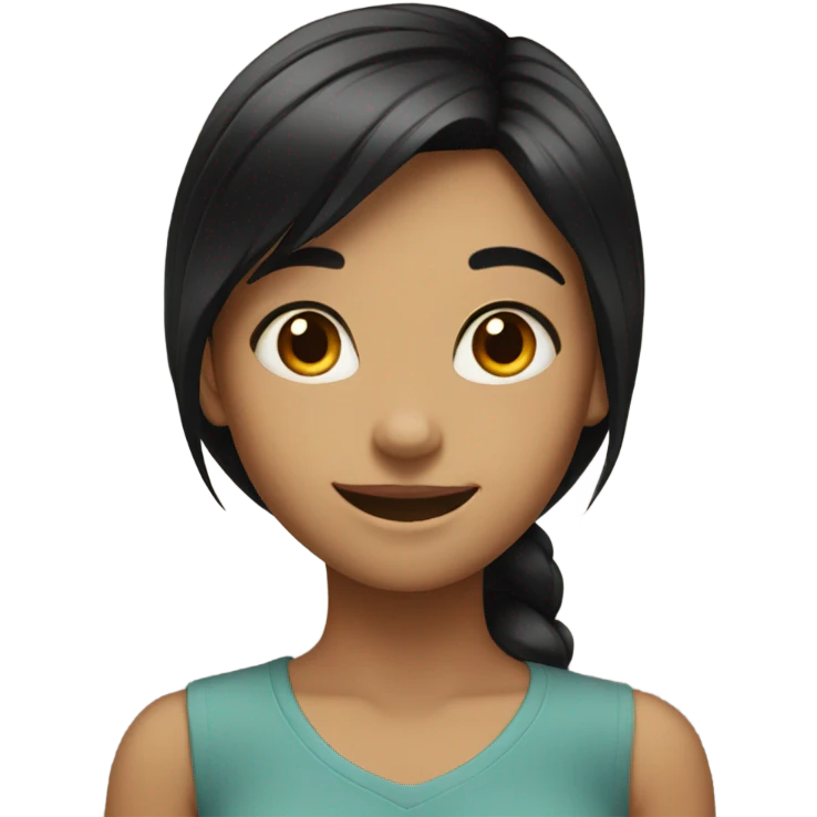 smiling girl with black hair emoji