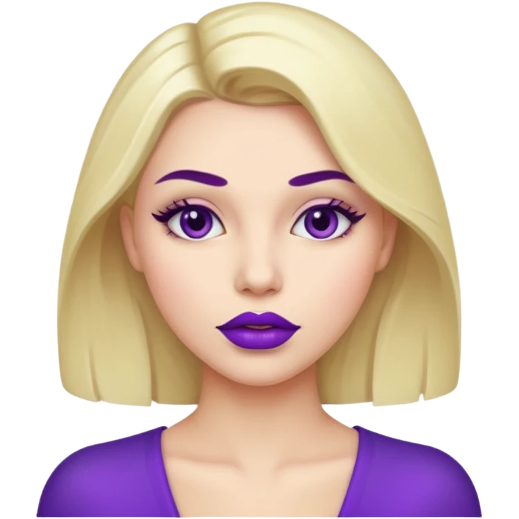 woman with purple colored lips emoji