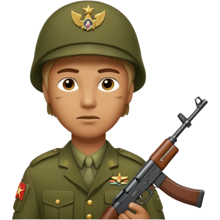 a guy holding ak-47 wearing military uniform emoji