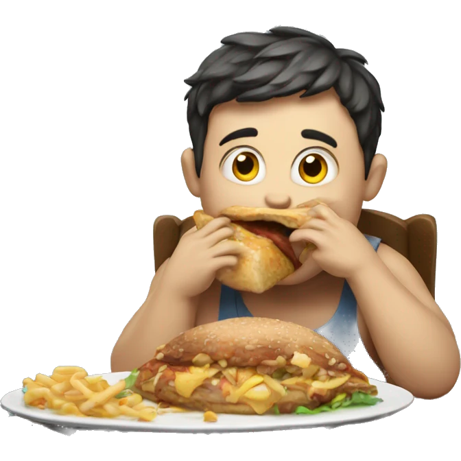 big boy vova eating lot of food emoji