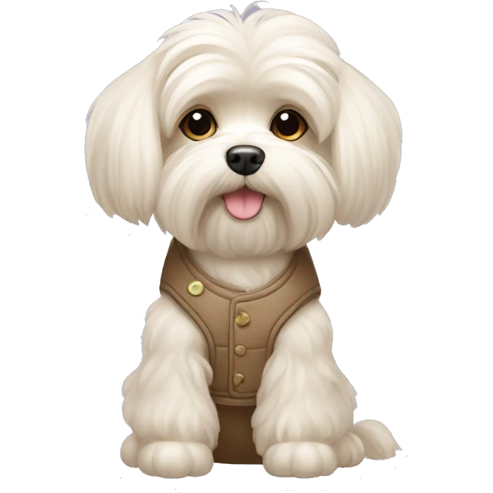A beige Maltese dog in a vest MATROSOVA emoji