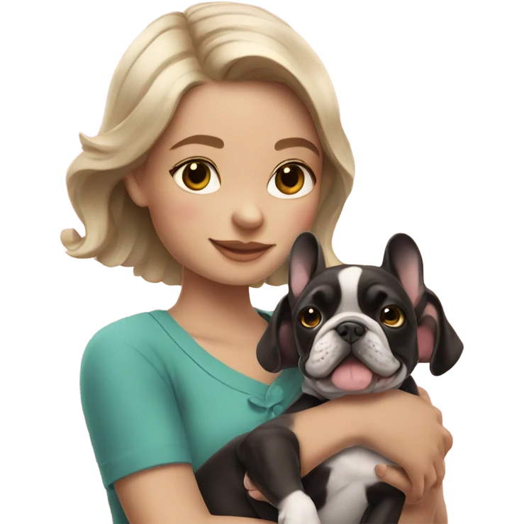Girl with a meral frenchie puppy emoji