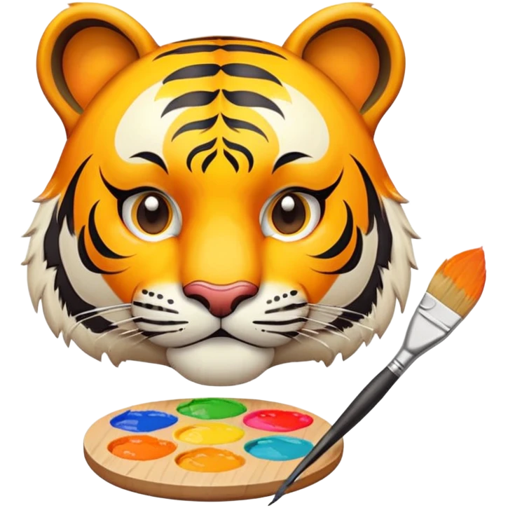 artist tiger face with palette and paintbrush for Twitch emote emoji