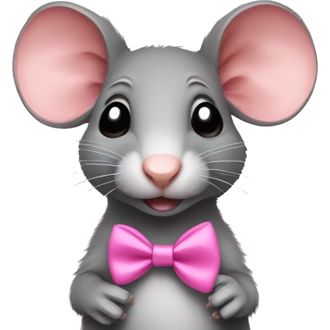 A rat wearing a pink bow emoji
