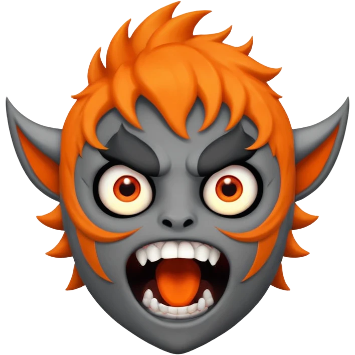 Karkat from Homestuck, yelling, sharp teeth, gray skin, orange horns emoji