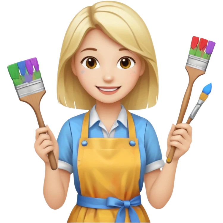 Young Women painting smilling tablier emoji