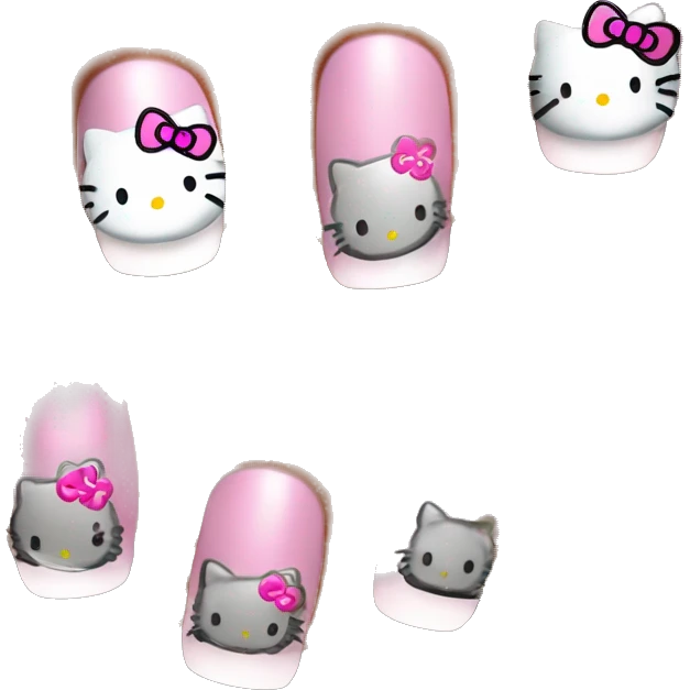 Nails french manicure hello kitty design emoji