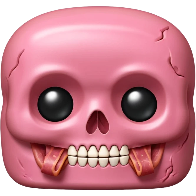 kawaii skull EMOJI made of SPAM MEAT emoji