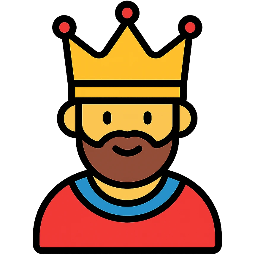 color outline icon of a king with crown emoji