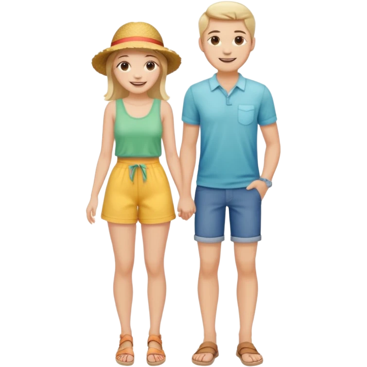 full-length cute couple in summer outfits emoji