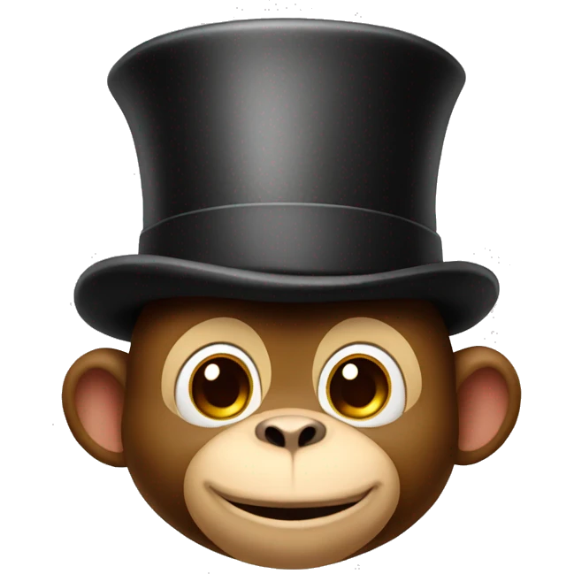 cute monkey with a top hat emoji