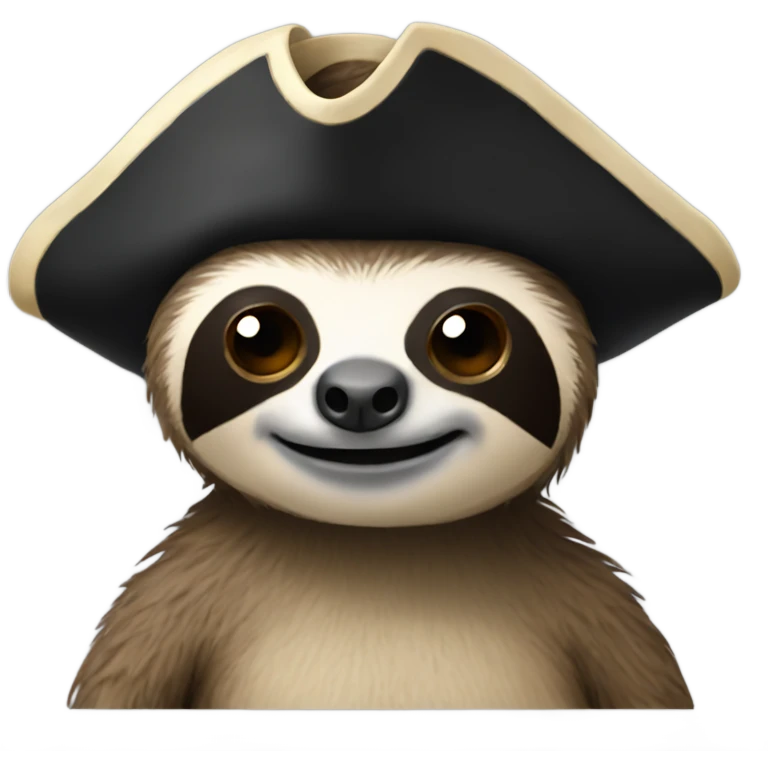 Sloth wearing a pirate hat and eyepatch emoji