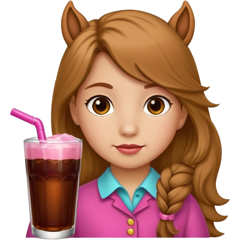 Una niña con pelo mono y que tenga una cola con un moño rosado  emoji