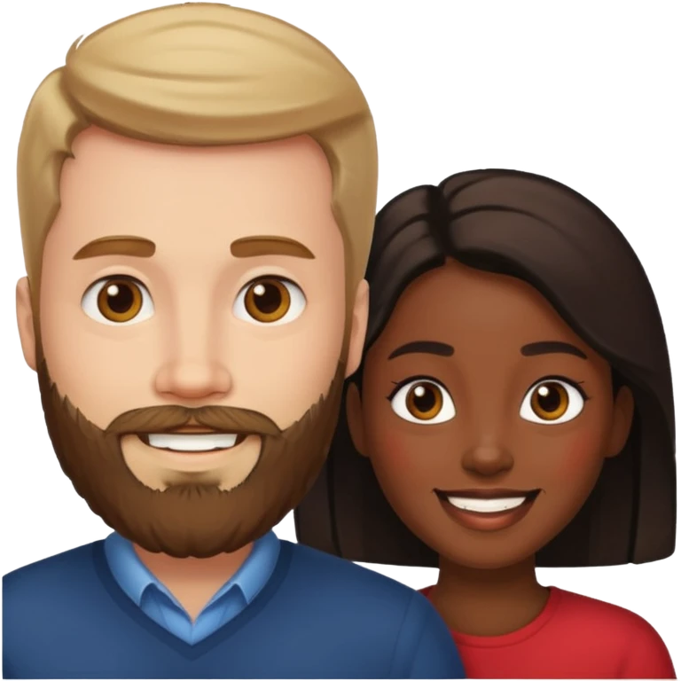 White man with beard and black Woman Love  emoji