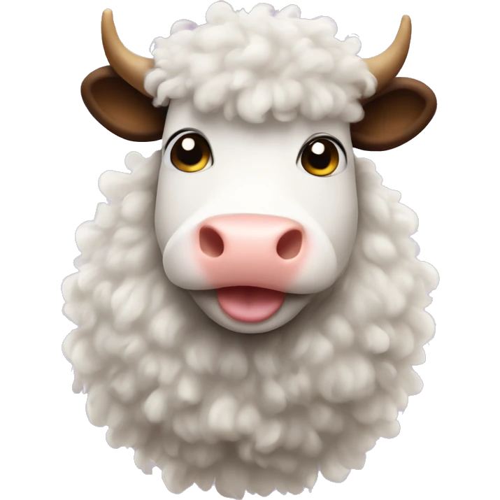  Cute cow with fluffy curly hair  emoji