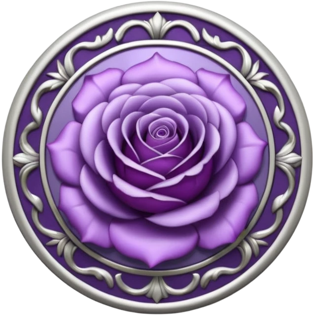 Purple shadow rose silver circle plaque emoji