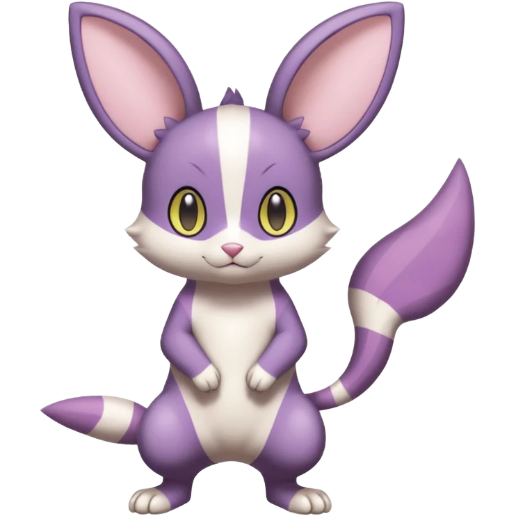 Purrloin-Minccino-Emolga-fusion (full body) with vertical white stripes running down the whole body emoji