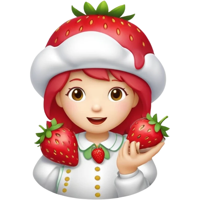Strawberry shortcake cartoon character eating a strawberry  emoji
