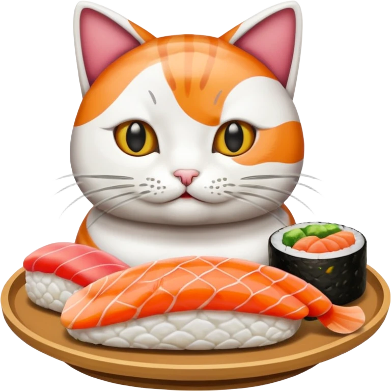 A entire cat body and all and sushi emoji