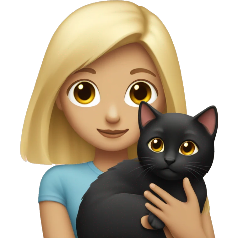 Black cat in a blonde girl hand emoji